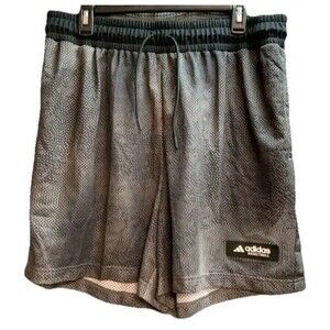 Adidas Mens Black Q2 All Over Print Basketball Shorts Size XL